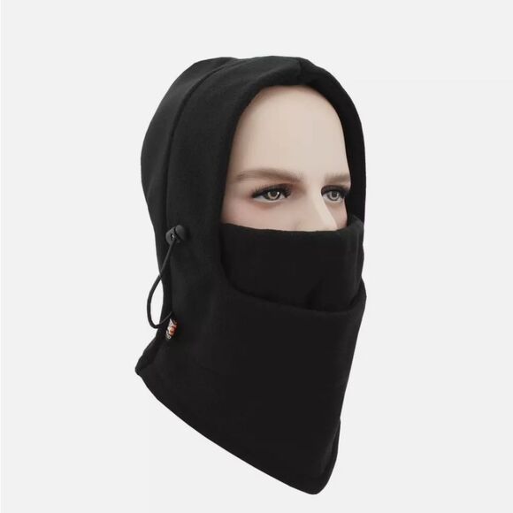 2 Pack Black Winter Fllece Ski Full Face Mask Adjustable Neck Warmer Hood Cap - Picture 1 of 8